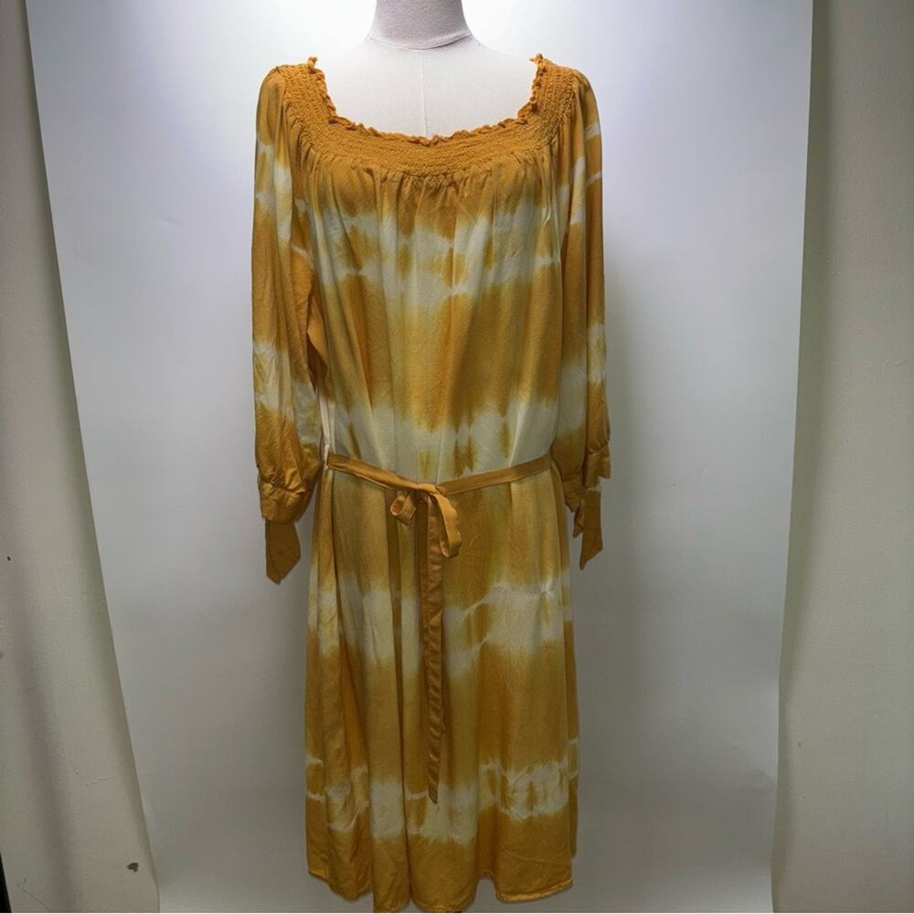 Mlle Gabrielle Mustard and White Dress Size 3X